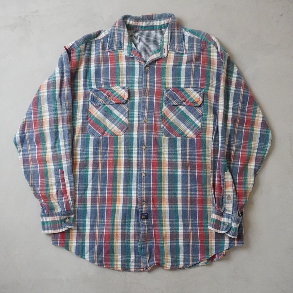 Vintage Arrow 1851 Flannel Shirt Large Mens Multicolor Plaid Long Sleeve Button
